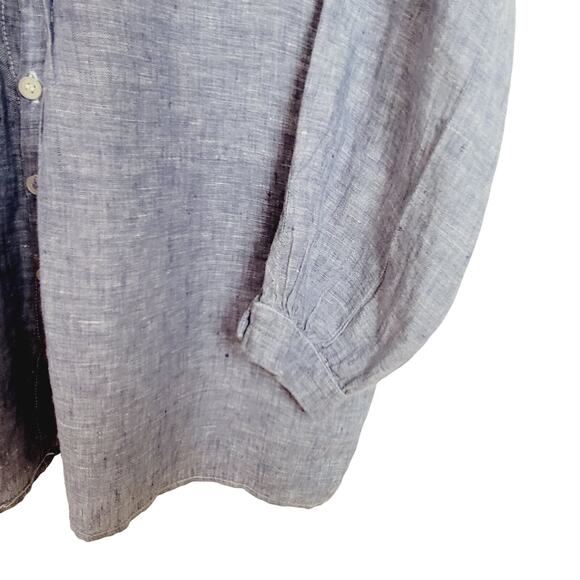 CP Shades 100% Linen Pintuck Long Sleeve Shirt Blue - Size Small - Picture 3 of 7